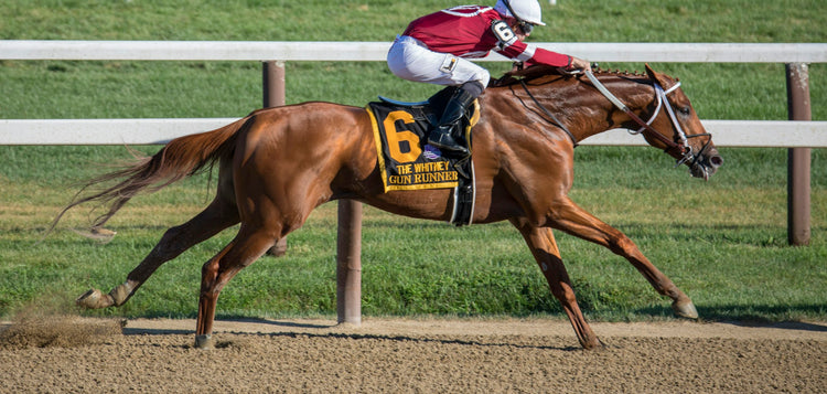 Jockey riding a racehorse on the track
